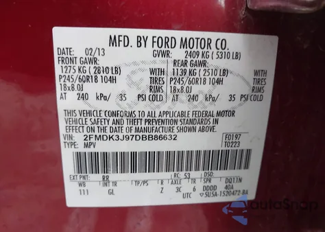 2013 Ford Edge Sel z USA, uszkodzony, nr VIN 2FMDK3J97DBB86632